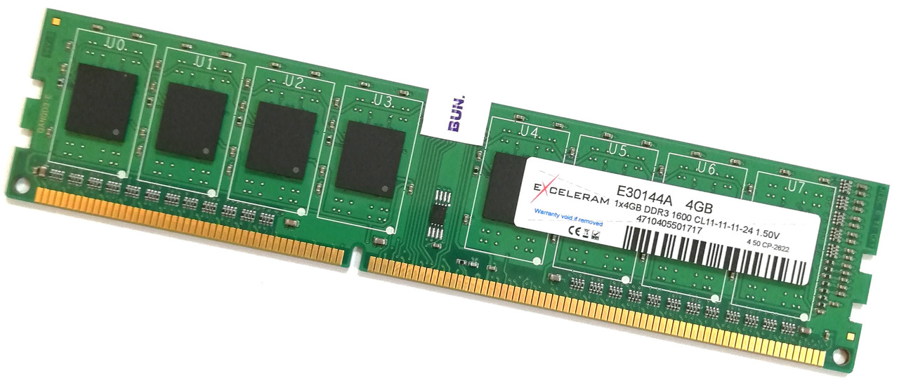 Оперативна пам'ять для комп'ютера Exceleram DDR3 4Gb 1600MHz PC3-12800U 1R8 CL11 (E30144A) NEW