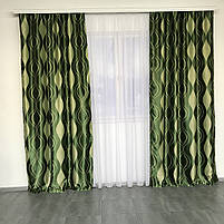 Штори велюр блекаут хвиля ALBO зелені 150×270 см, комплект 2 шт. (SH-209-15), фото 2