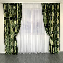 Штори велюр блекаут хвиля ALBO зелені 150×270 см, комплект 2 шт. (SH-209-15), фото 5