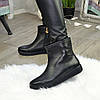 Черевики жіночі чорні шкіряні на товстій підошві, фото 2