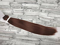 Волосы на заколках красное дерево №33 Трессы ровные прямые термостойкие на клипсах набор 6 прядей бургунди (