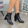 Черевики жіночі чорні на невисокому підборі. Натуральна лакова шкіра, фото 9
