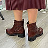 Черевики коричневі жіночі на стійкому каблуці, натуральна шкіра рабат, фото 4