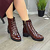 Черевики коричневі жіночі на стійкому каблуці, натуральна шкіра рабат, фото 2