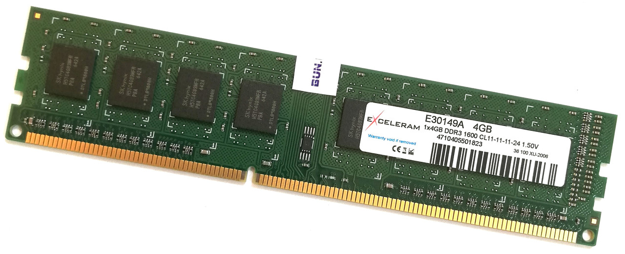 Оперативна пам'ять Exceleram DDR3 4Gb 1600MHz 12800U 1R8 CL11 (E30149A) Нова!
