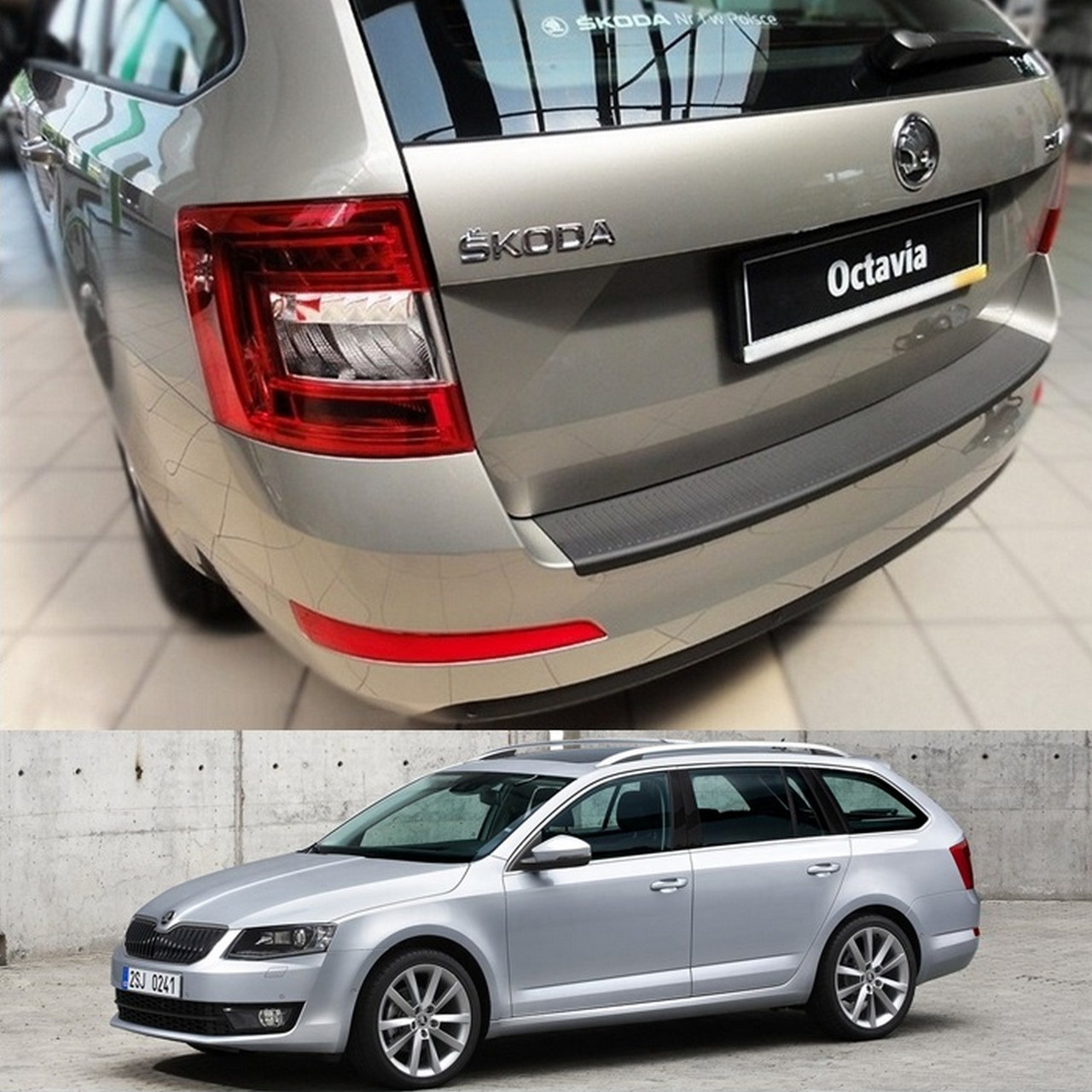 Захисна накладка на задній бампер для Skoda Octavia III A7 Combi 2013-2017, LIFT. 2017-2020