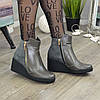 Черевики жіночі на платформі, з натуральної шкіри та замші сірого кольору, фото 3