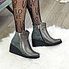 Черевики жіночі на платформі, з натуральної шкіри та замші сірого кольору, фото 4