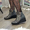 Черевики жіночі на платформі, з натуральної шкіри та замші сірого кольору, фото 5