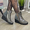 Черевики жіночі на платформі, з натуральної шкіри та замші сірого кольору, фото 6