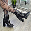 Черевики жіночі чорні на стійкому каблуці, натуральна замша з лазерним напиленням, фото 6