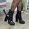 Черевики жіночі чорні на стійкому каблуці, натуральна замша з лазерним напиленням, фото 7