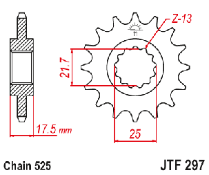 JTF297.15 Зірка передня 15 зубів JTF297 HONDA CB, CB-1, ЯКЕ CBF, VFR 400/500 аналог SUNSTAR 40815, фото 3