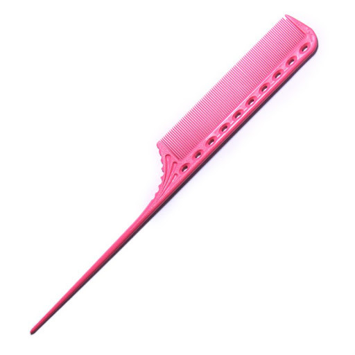 Гребінець для волос YS-111EX Pink з м'яким хвостиком L=220 мм