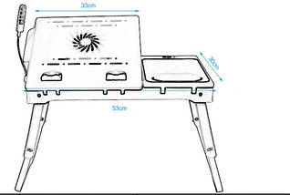 Столик для ноутбука з вентилятором із килимком для мишки, фото 3