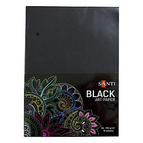 Папір для малювання чорна, 10 листів, 150 г/м2, А4. код: 741151