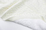 Плед в'язаний із овчиною молочного кольору кіски 100% бавовна 75/90 см No56-60, фото 4