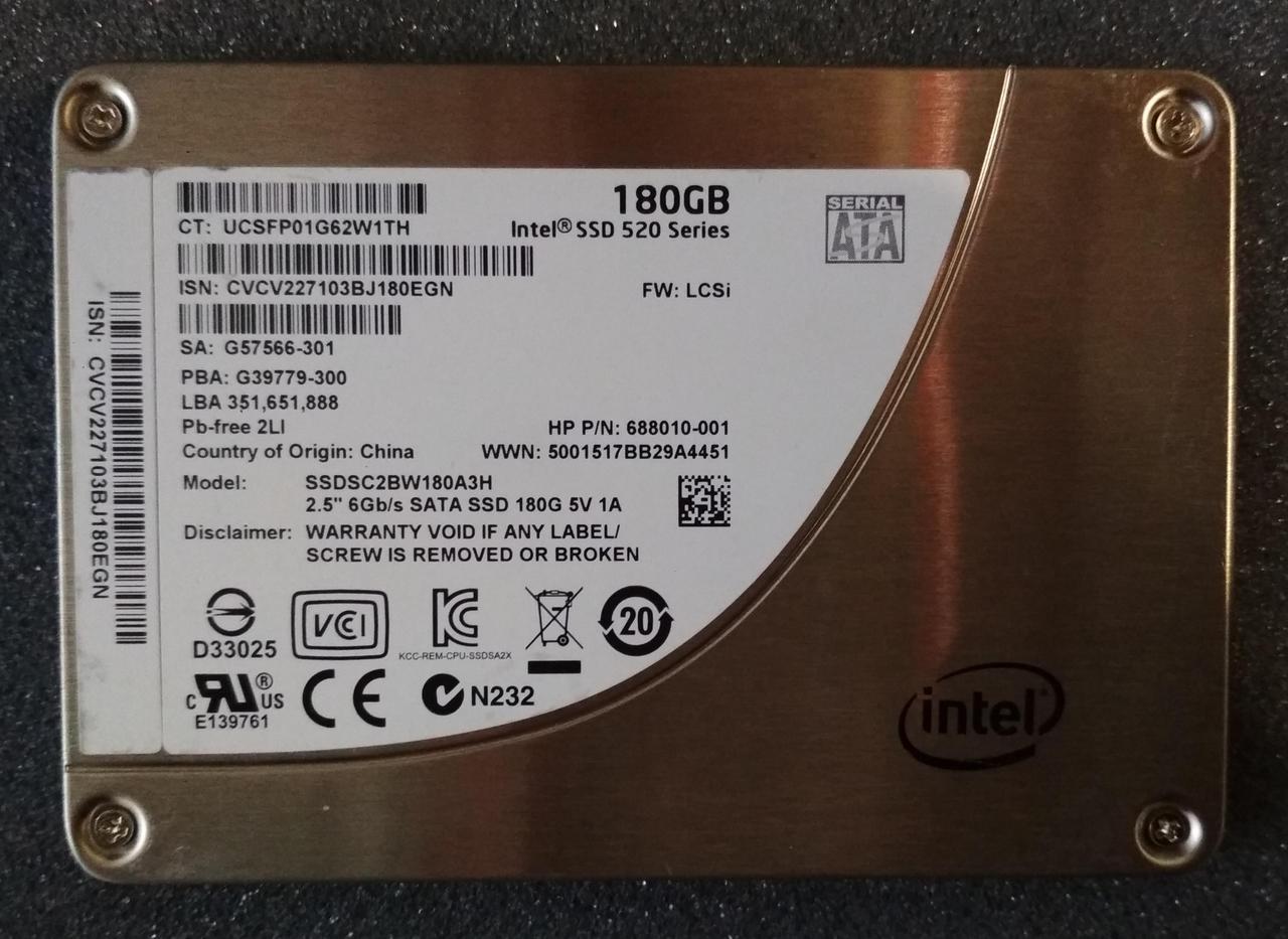 SSD-накопичувач Intel 180 ГБ 520 Series (2.5 дюйма, SATA 6 Гбіт/с)