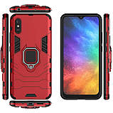 Ударостійкий чохол Transformer Ring під маг. держ. для Xiaomi Redmi 9A червоний протиударний з кільцем бампер, фото 3