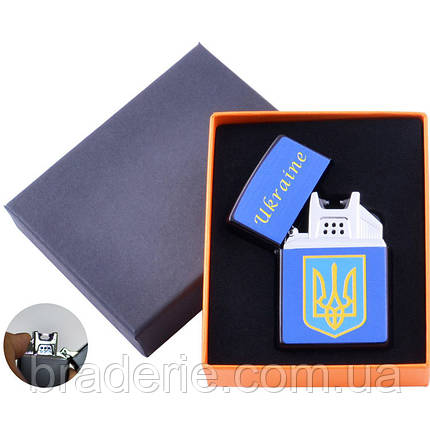 Електроімпульсна USB запальничка принт Ukraine HL146 перехресна блискавка, фото 1