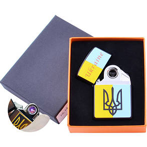 Електроімпульсна USB запальничка принт Ukraine HL145 лінійна блискавка, фото 4