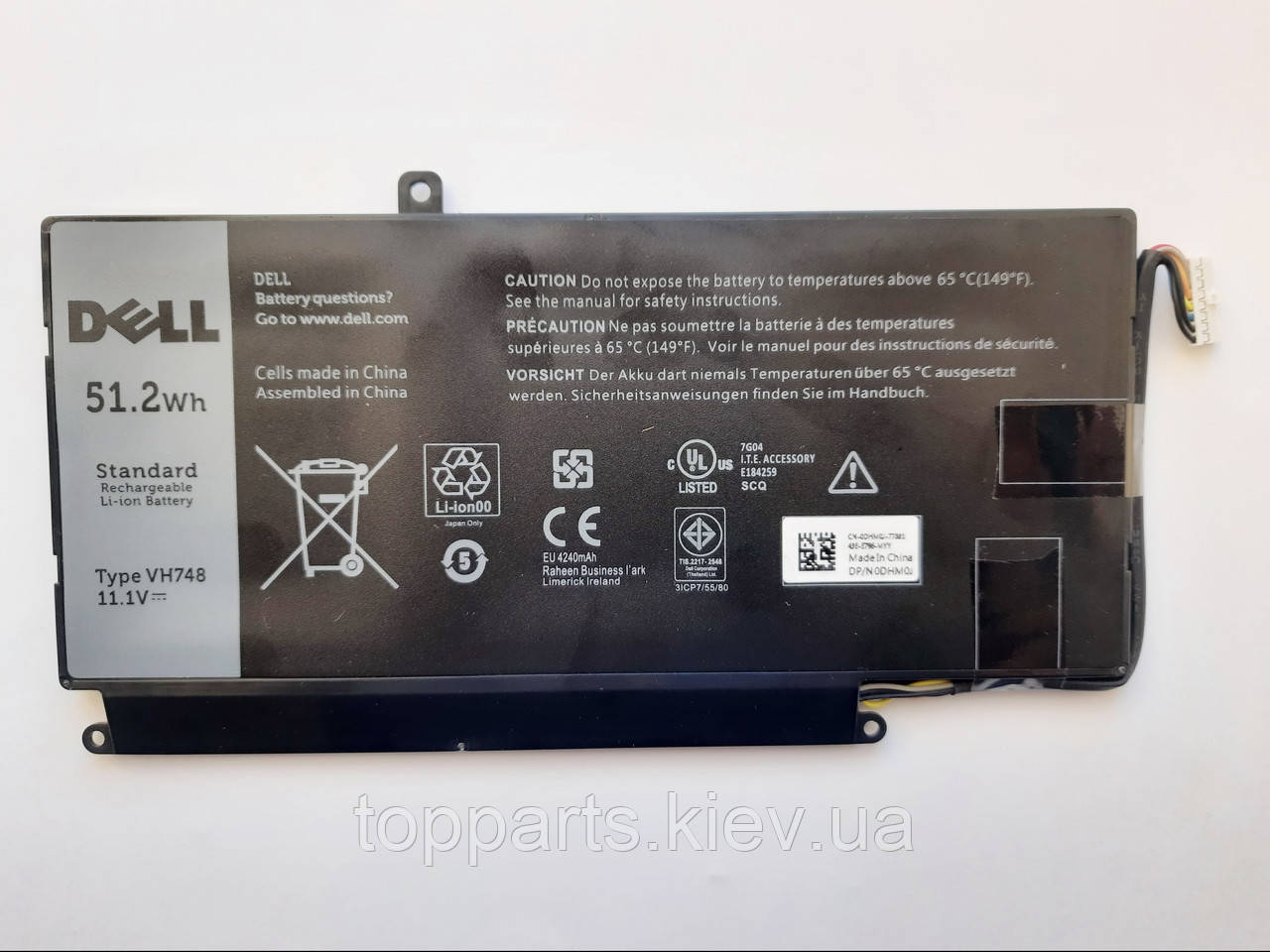 Батарея для ноутбука Dell Vostro 5470 VH748, 51.2Wh (4240mAh), 6cell, 11.1V, Li-ion, чорна, ОРИГІНАЛЬНА