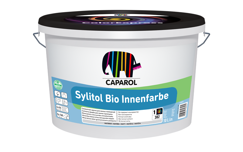 Sylitol Bio Innenfarbe інтер'єрна фарба без розчинників на силікатній основі — придатна для алергіків.