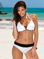 Пляжное бикини яркое в полоску M 550 PALOMA (размеры S-XL в расцветках) Малиновый, S Белый-черный, S