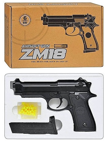 Пістолет іграшковий з кульками «Beretta M92», метал/пластик, 26.5*17*5 см, CYMA ZM18