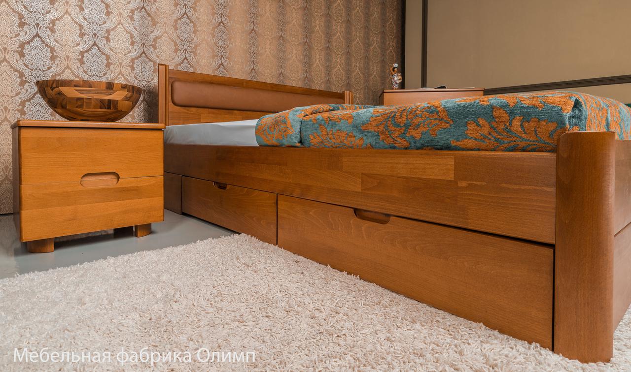 Деревянная кровать с мягкой спинкой и ящиками Марго Олимп - фото 3 - id-p1254890971