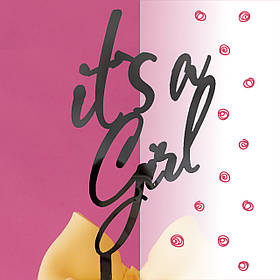 Топер фігурка на торт дзеркальний двосторонній  "It`s a Girl" Manific Decor