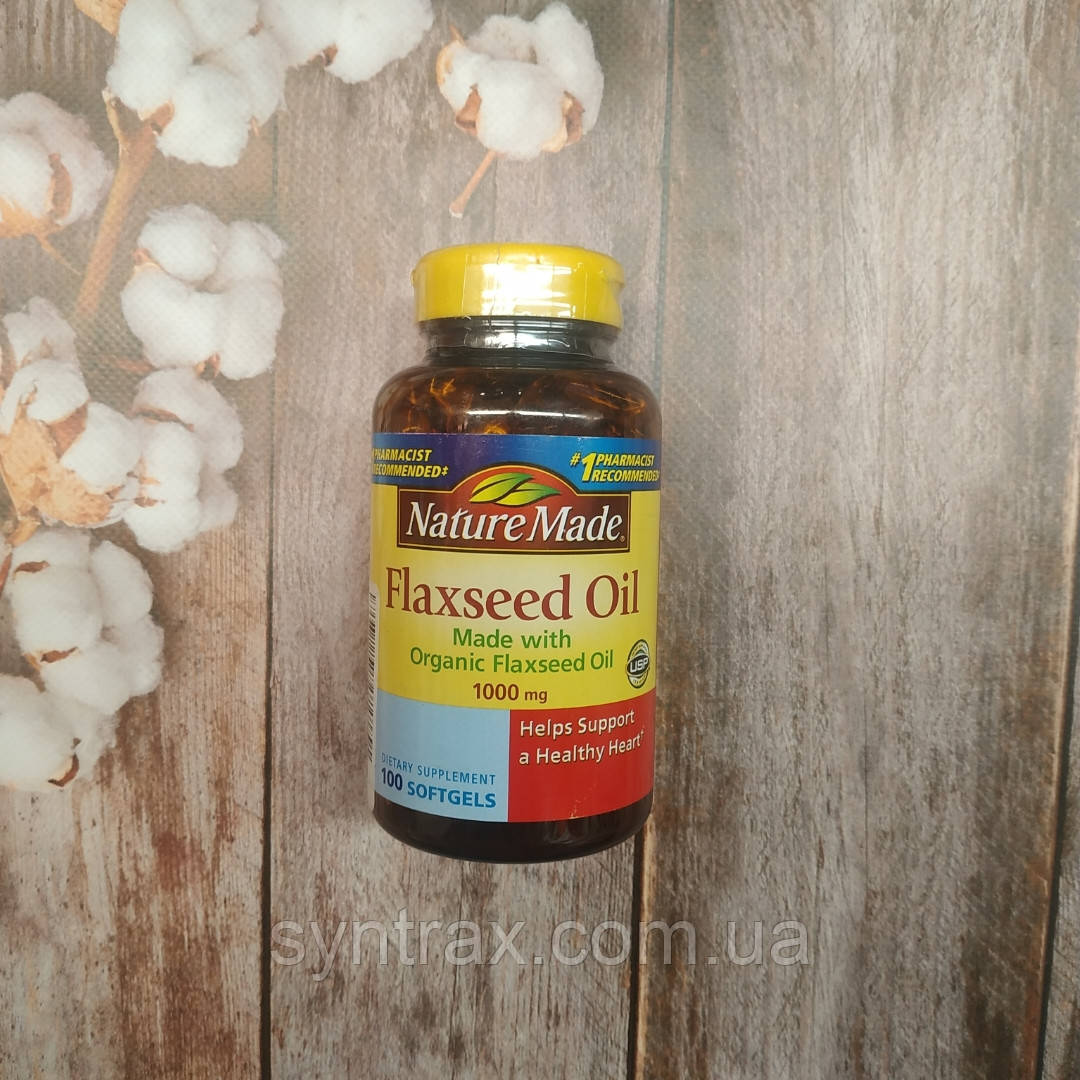 Nature Made Flaxseed Oil 100 soft 1000 mg, лляна олія