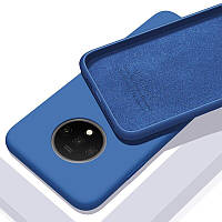 Чехол силиконовый для OnePlus 7T Синий тонкий с микрофиброй покрытие soft touch