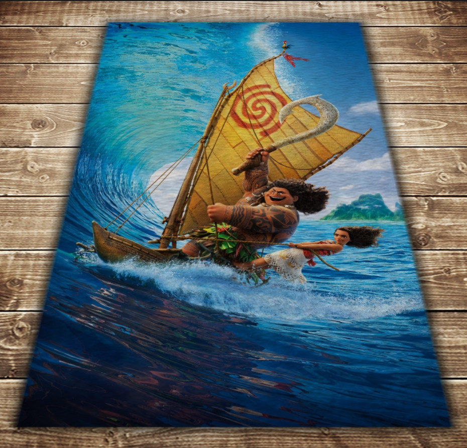 Плед з 3D принтом-Moana and Maui in sea