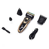 Машинка для стрижки волосся бездротова акумуляторна Тример для носа і брів 3в1 Geemy GM-595, фото 6