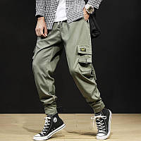 Джоггеры, джинсы с поясом на резинке унисекс, накладные карманы карго, есть большие размеры NN