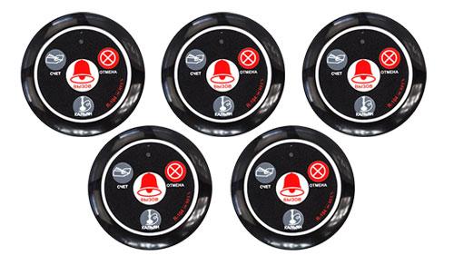 Фото: кнопки вызова официанта RECS R-104 Black - 5 штук - комплект системи виклику RECS №224