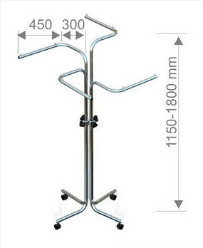 Вішалка стійка для одягу 4-х ріжкова ламана з регулюванням