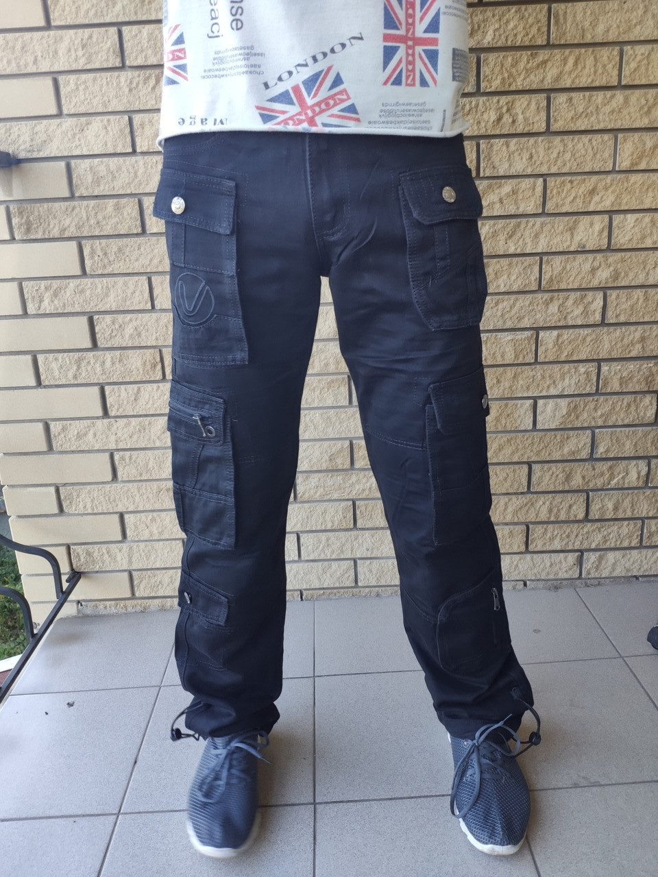 Джинсы мужские коттоновые с накладными карманами "карго" VIGOOCC, Турция - фото 6 - id-p1254850583