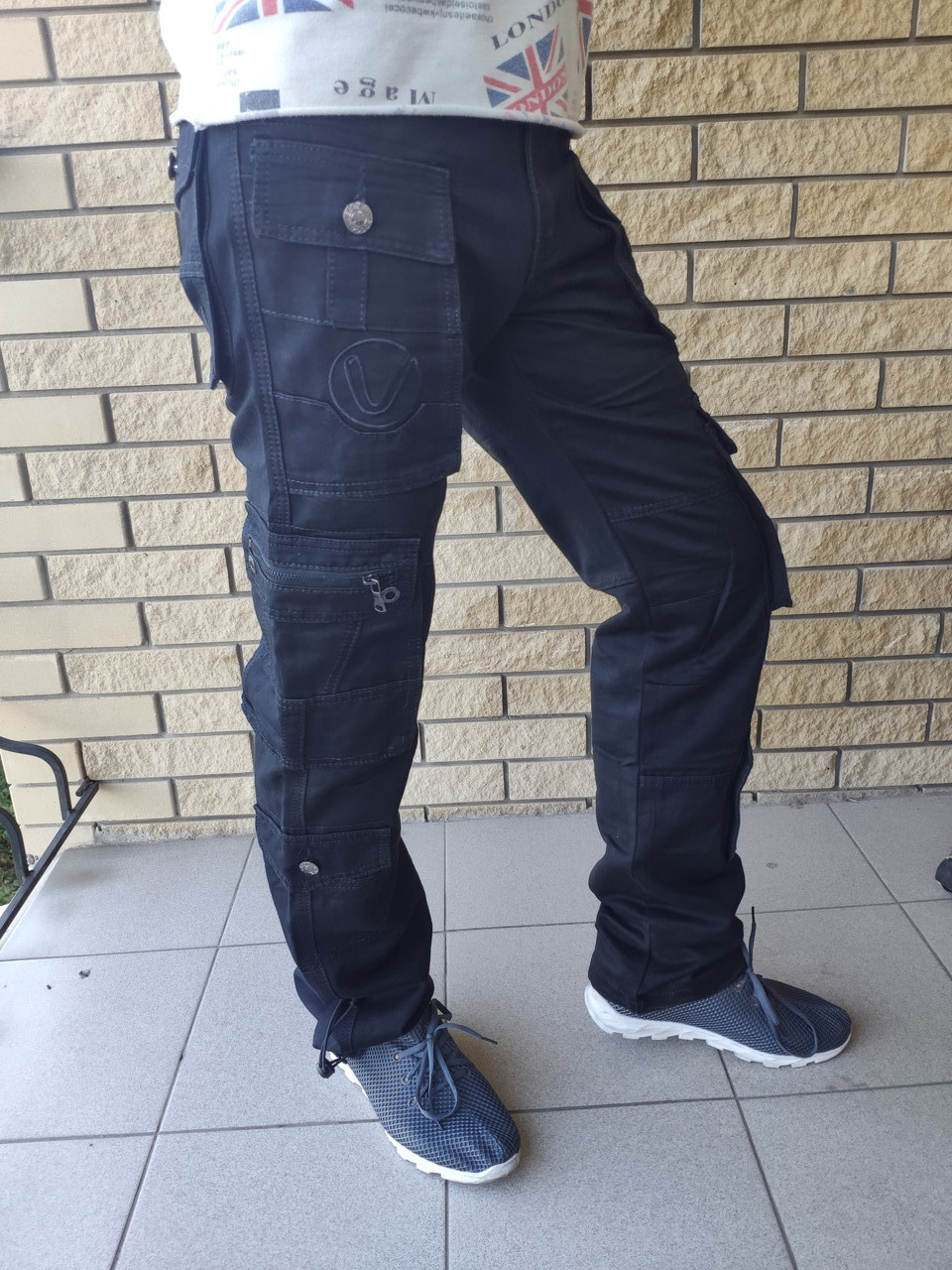 Джинсы мужские коттоновые с накладными карманами "карго" VIGOOCC, Турция - фото 7 - id-p1254850583