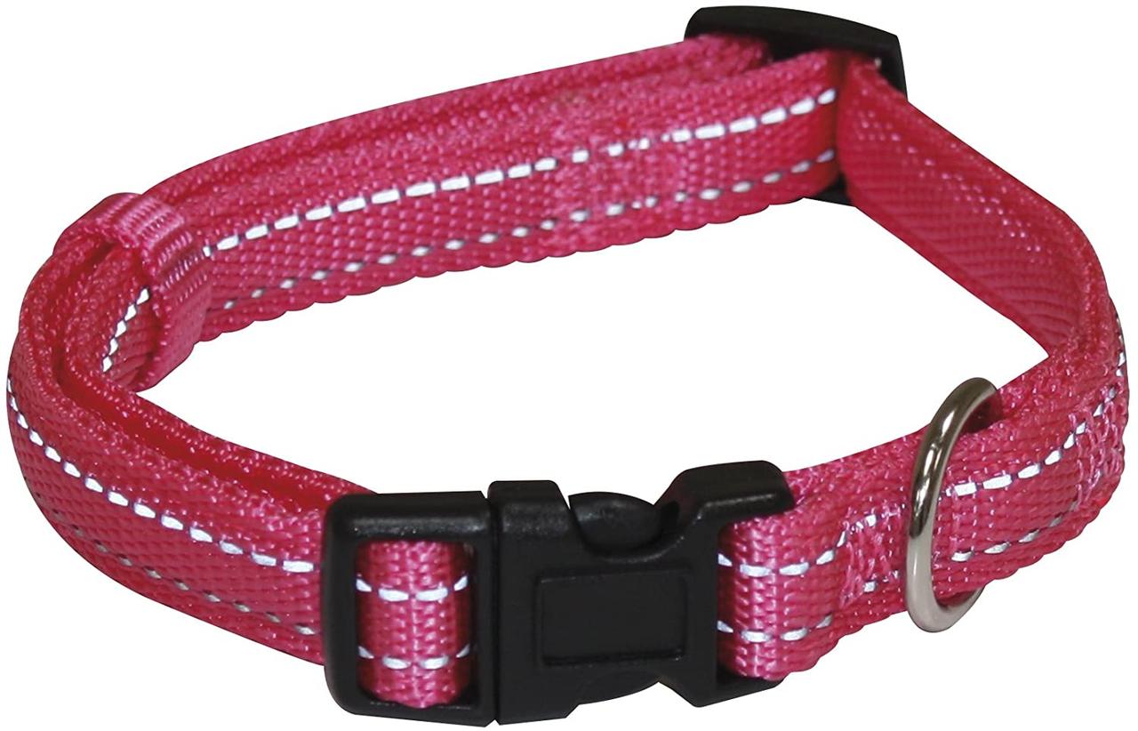 Нашийник для собак світловідбиваючий з нейлону 40-65 см Croci SOFT REFLECTIVE рожевий