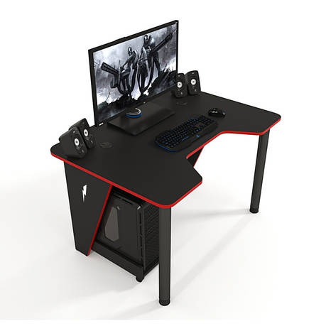Геймерський стіл ZEUS IVAR-1200 Red ,колір чорний+червоний, фото 2