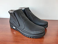 Зимние мужские ботинки на молнии черные теплые прошитые ( код 1511 ) 41