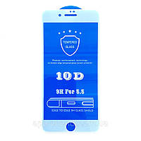 Защитное стекло 10D для Apple iPhone 7 + Plus белое, на весь экран (захисне скло 10д на айфон 7 плюс біле)