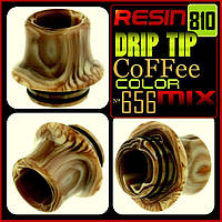 № 656 Resin Drip Tip Coffee Mix. Дріп тип зі смоли, стандарт 810.