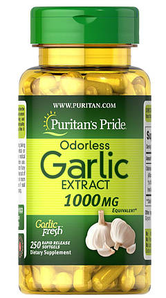 Екстракт часнику Puritan's Pride Odorless Garlic Extract 1000 мг 250 капс., фото 2