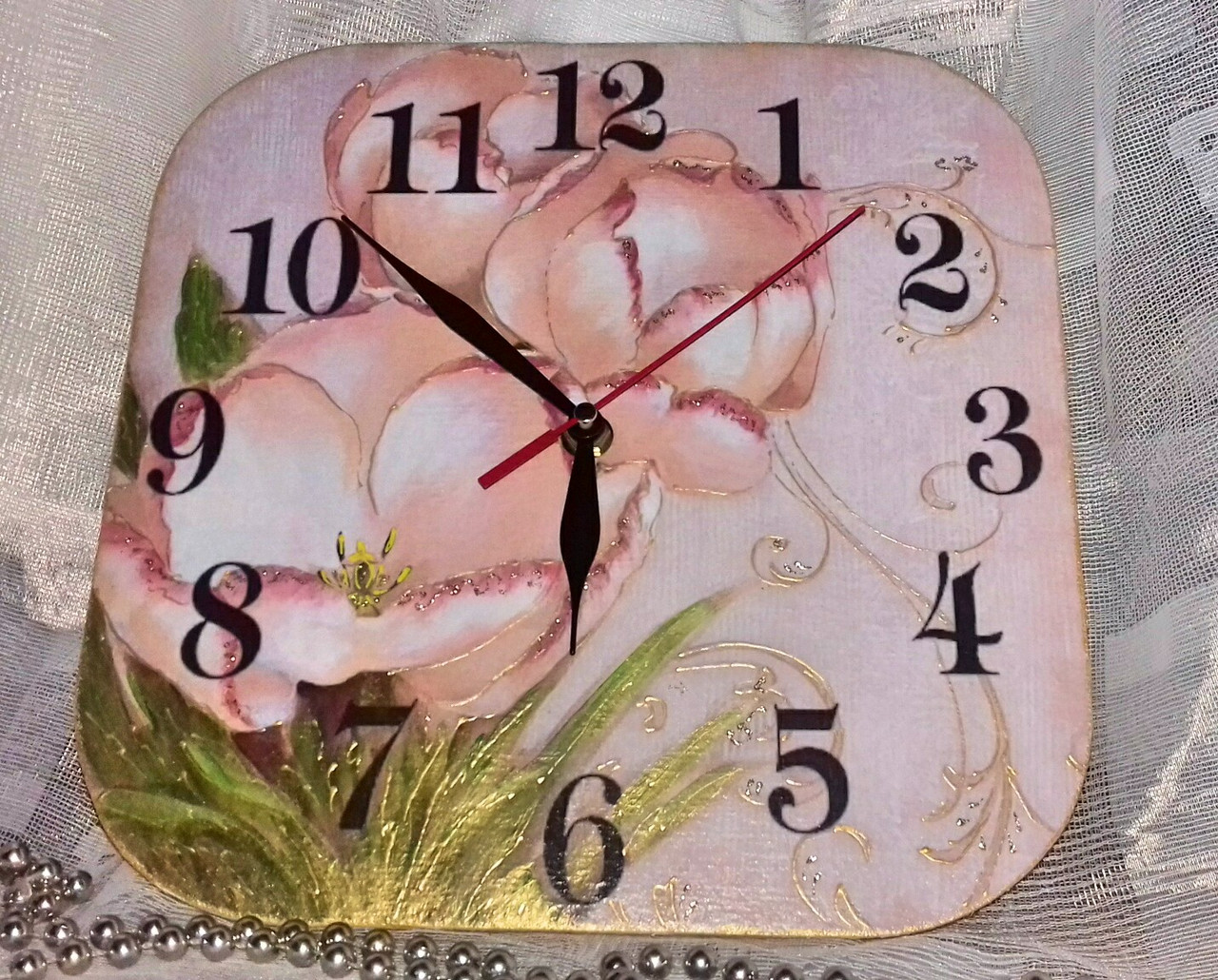 Годинник на стіну / Настінний годинники інтер'єрний декоративний кварцовий з малюнком  декоративні з квіткою 233