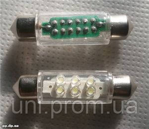 LED лампочка біла 6 діодів 42мм підсвічування АВТО, фото 1
