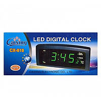 Часы CX 818 green, Настольный будильник, Настольные часы электронные, Часы с термометром, Часы с подсветкой,
