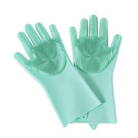 Силиконовые многофункциональные перчатки для мытья и чистки Magic Silicone Glov Бирюзовый! Мега цена